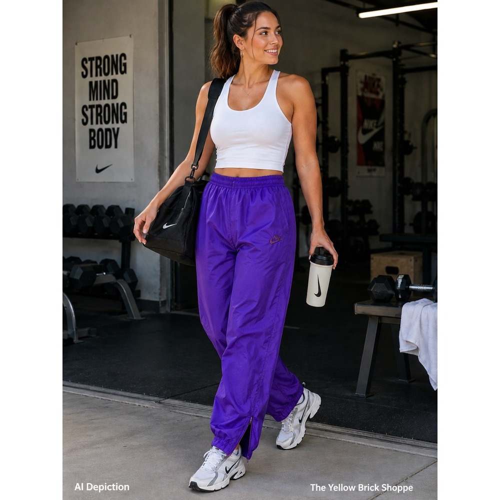Vintage Nike Track Pants Purple XL Lined Warm Up Joggers Y2K Zip Ankleā